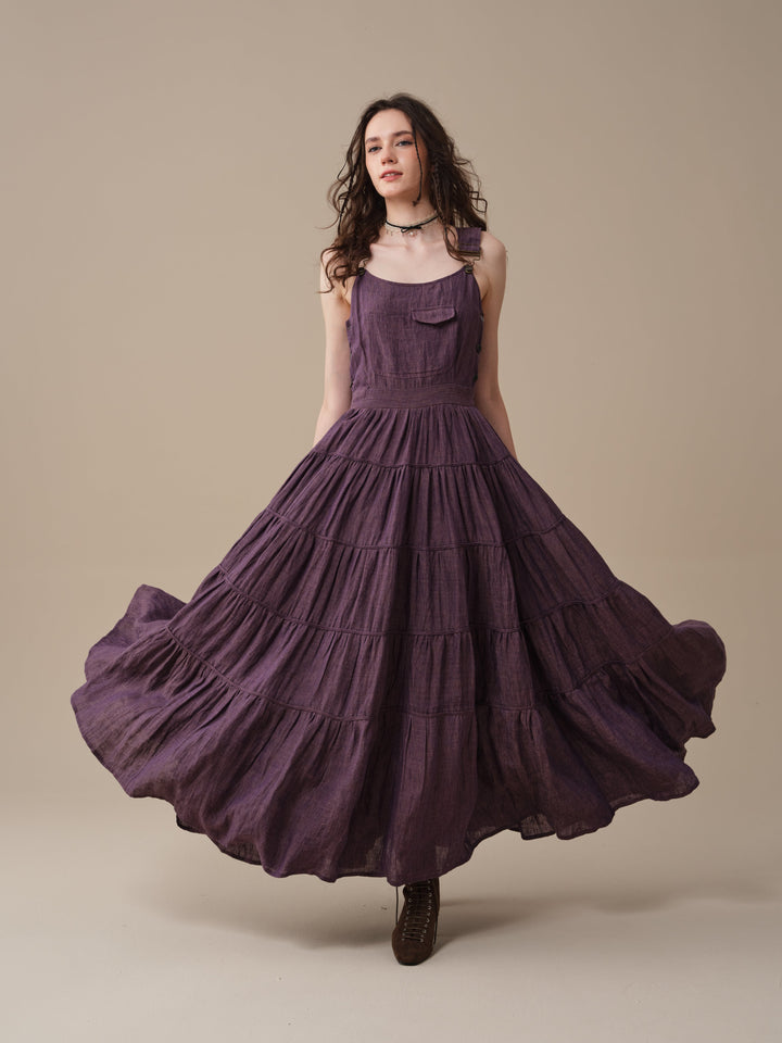 Heather 12 | Linen Apron Maxi Dress