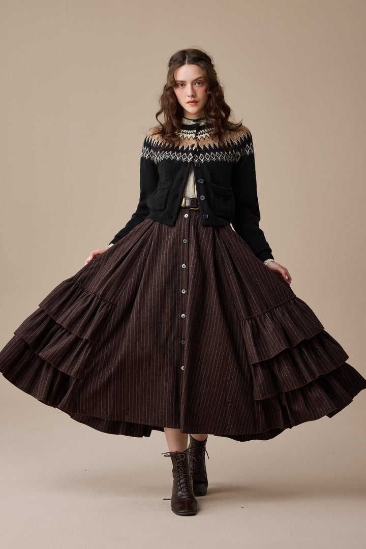 Kaite 18 |ruffled maxi wool skirt