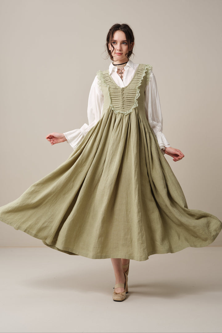 Edith 14 | Pleated Corset Linen Dress