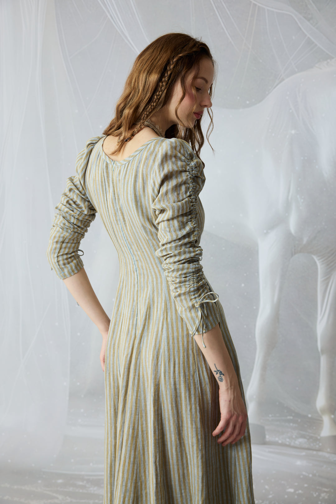 Crystal 17 | Victorian maxi linen dress Dusty Blue / 3XL Crystal 17 | Victorian maxi linen dress Dusty Blue / 3XL