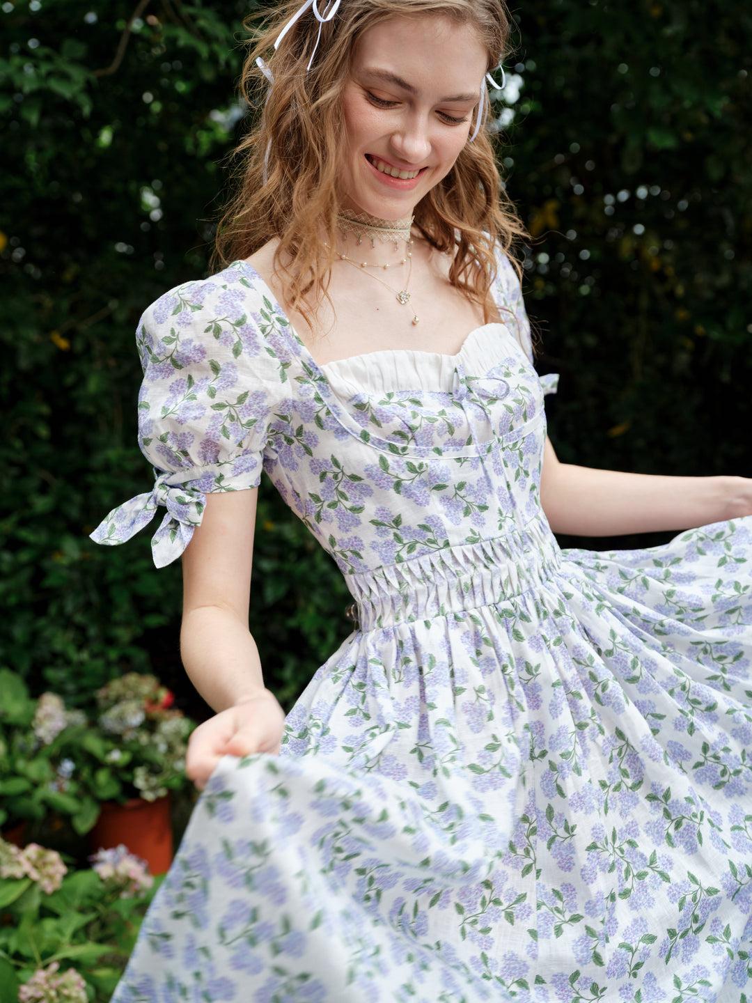 Hydrangea 27 | Corset Floral Linen Dress Hydrangea 27 | Corset Floral Linen Dress