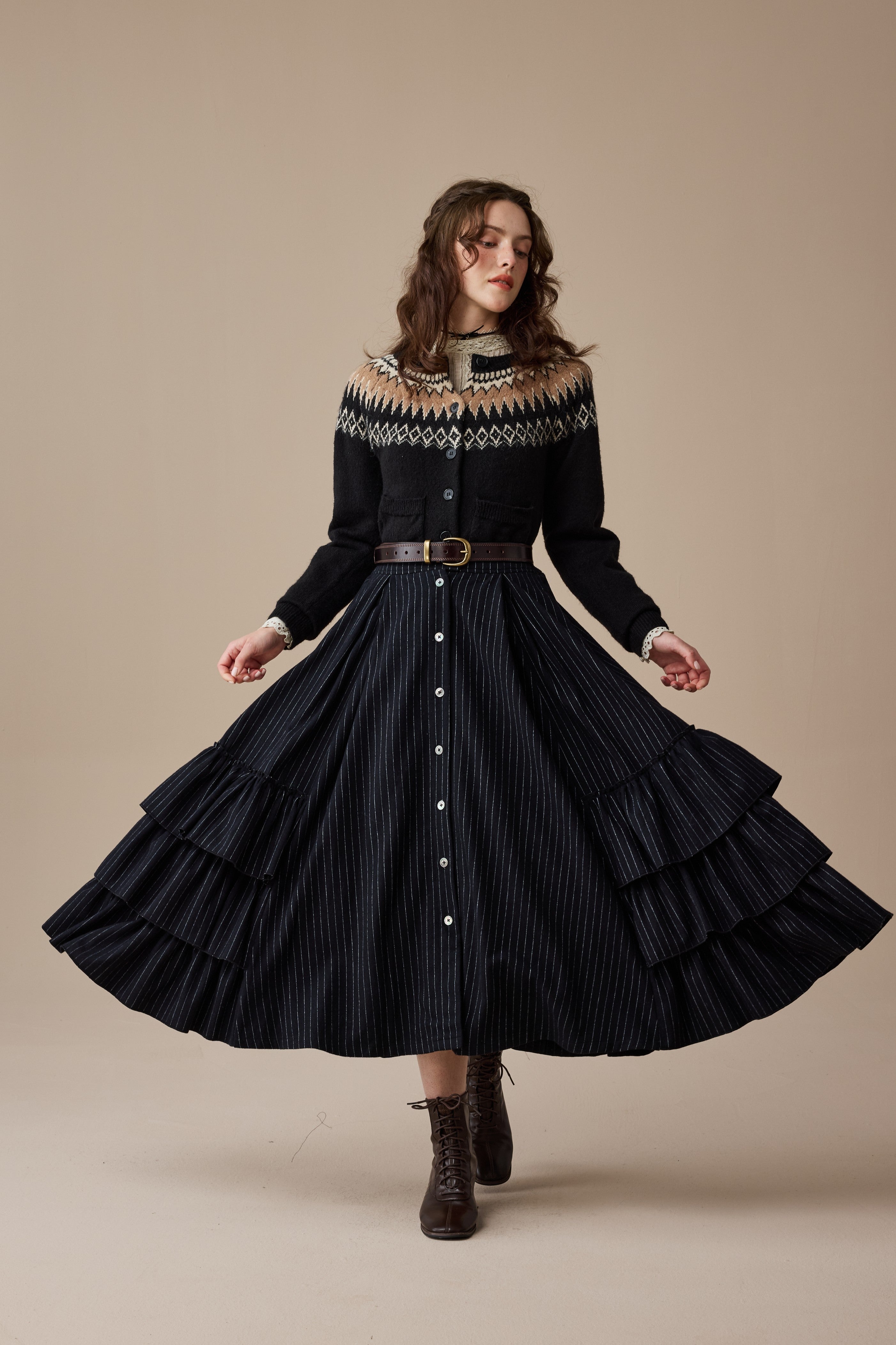 Kaite 18 |ruffled maxi wool skirt – Linennaive