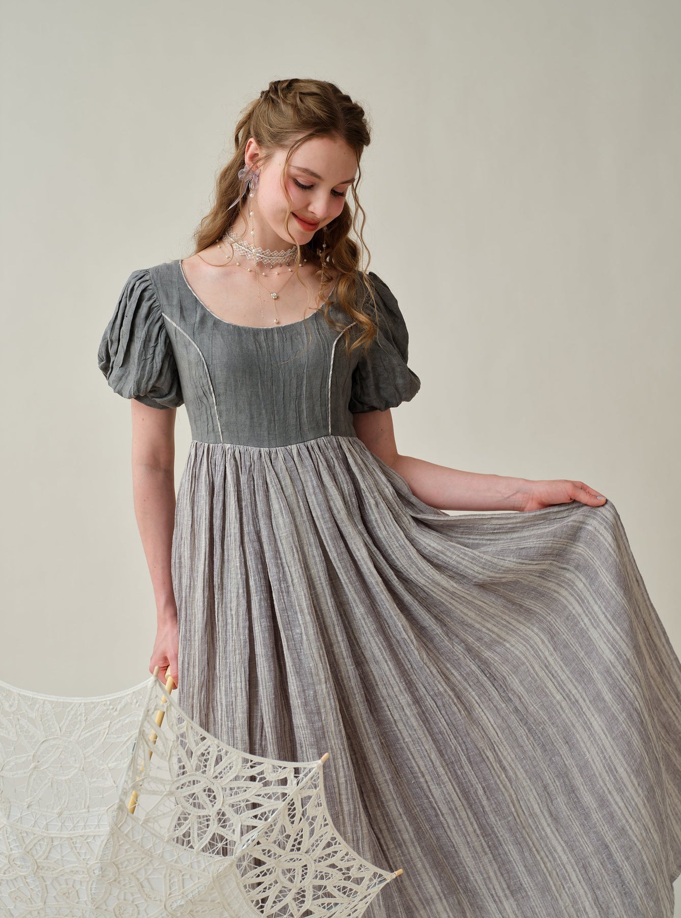 Ellena 33 | tie-dyed regency linen dress – Linennaive