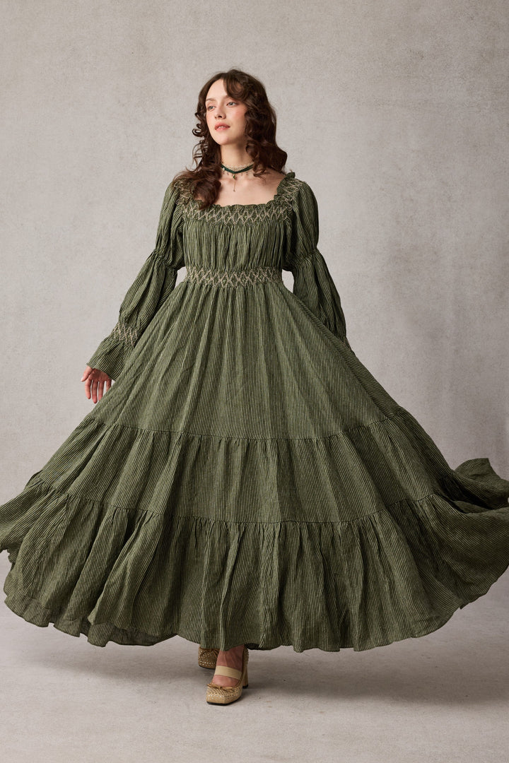 Cloud 21 | smocking embroidery linen dress