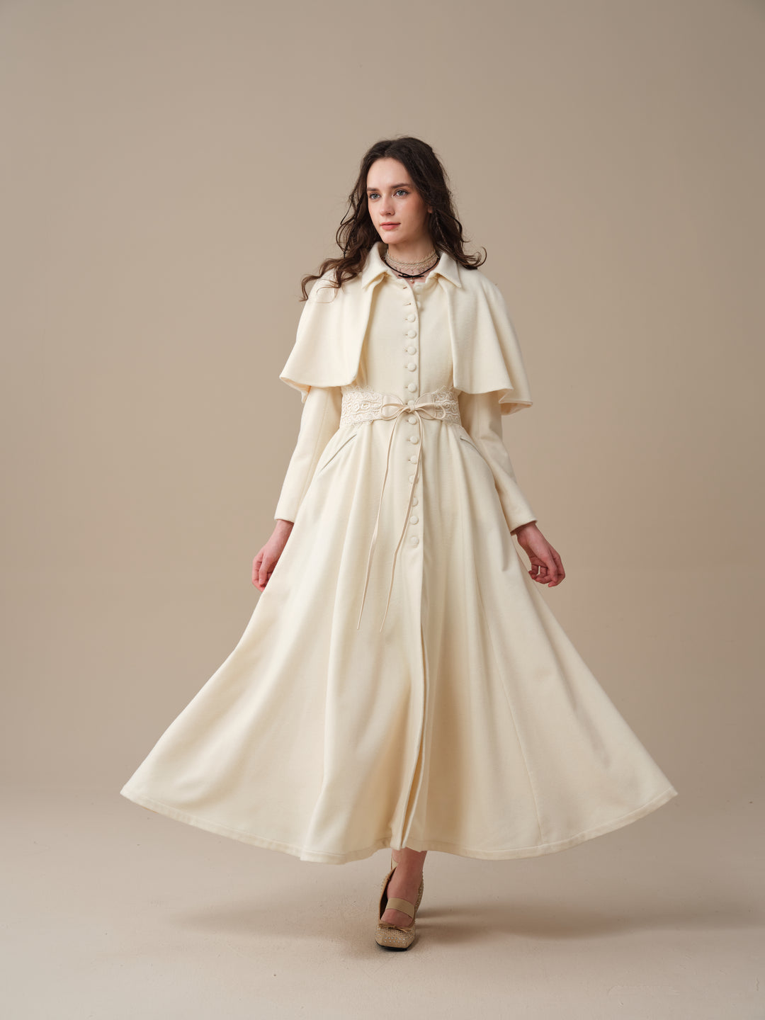 Charlotte 01 | 100% Wool Cape Trench Coat