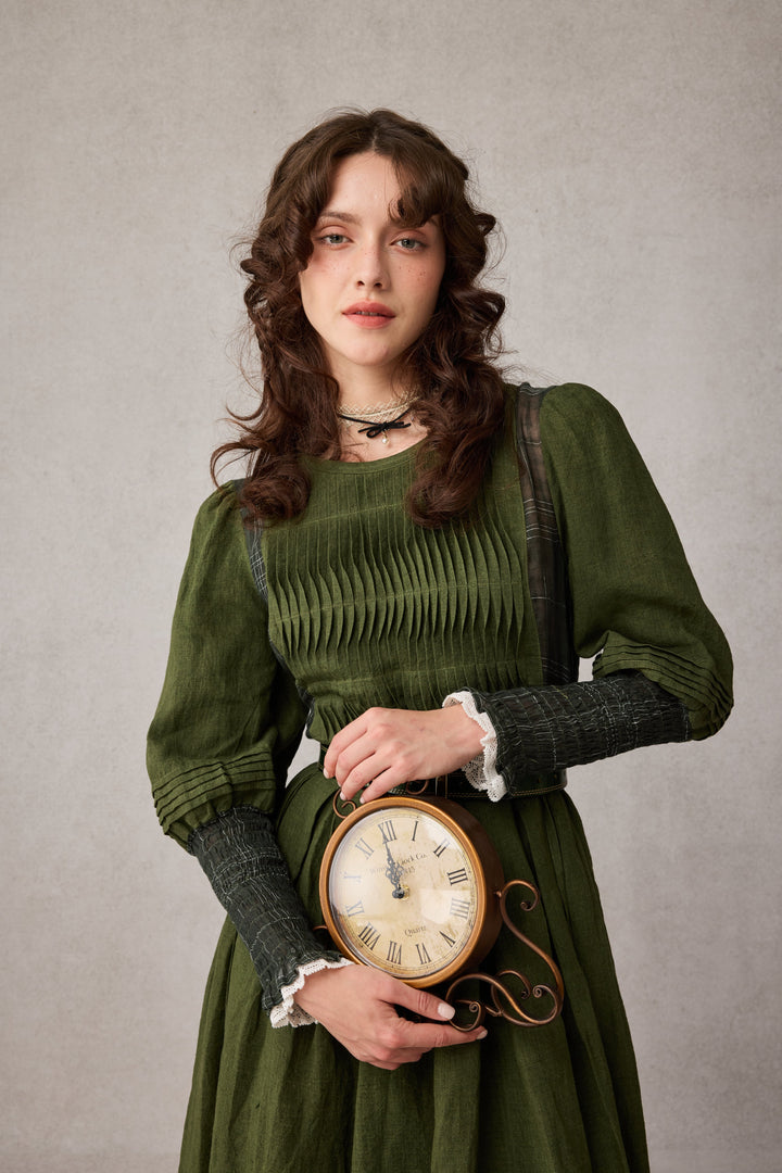 Eliana 15 | Pintucked Patchwork Linen Dress