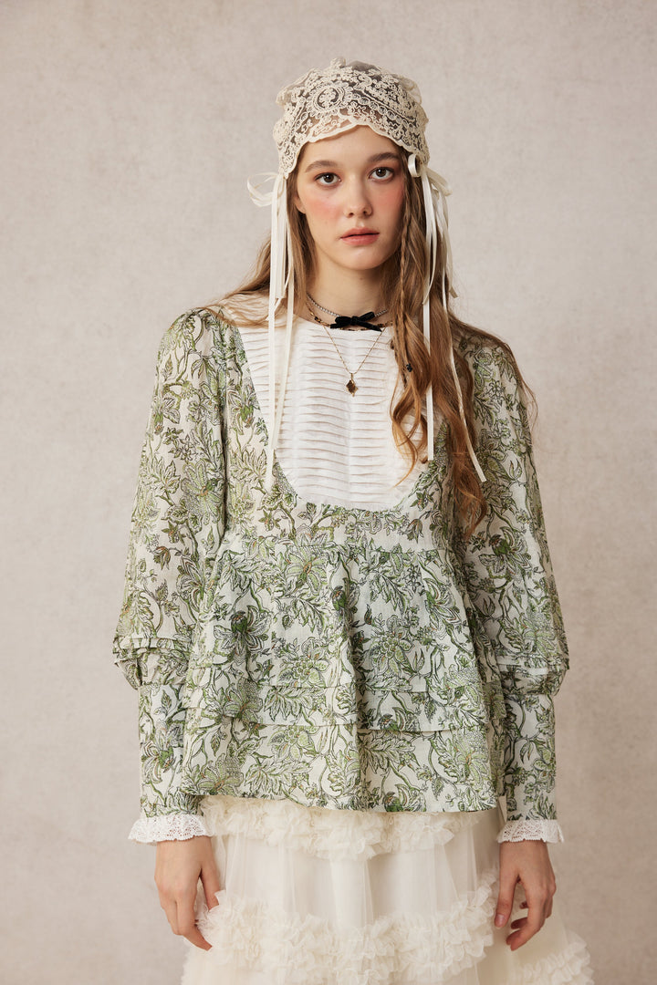 Lydia 18 | Linen Pintucked Puff Sleeve Blouse