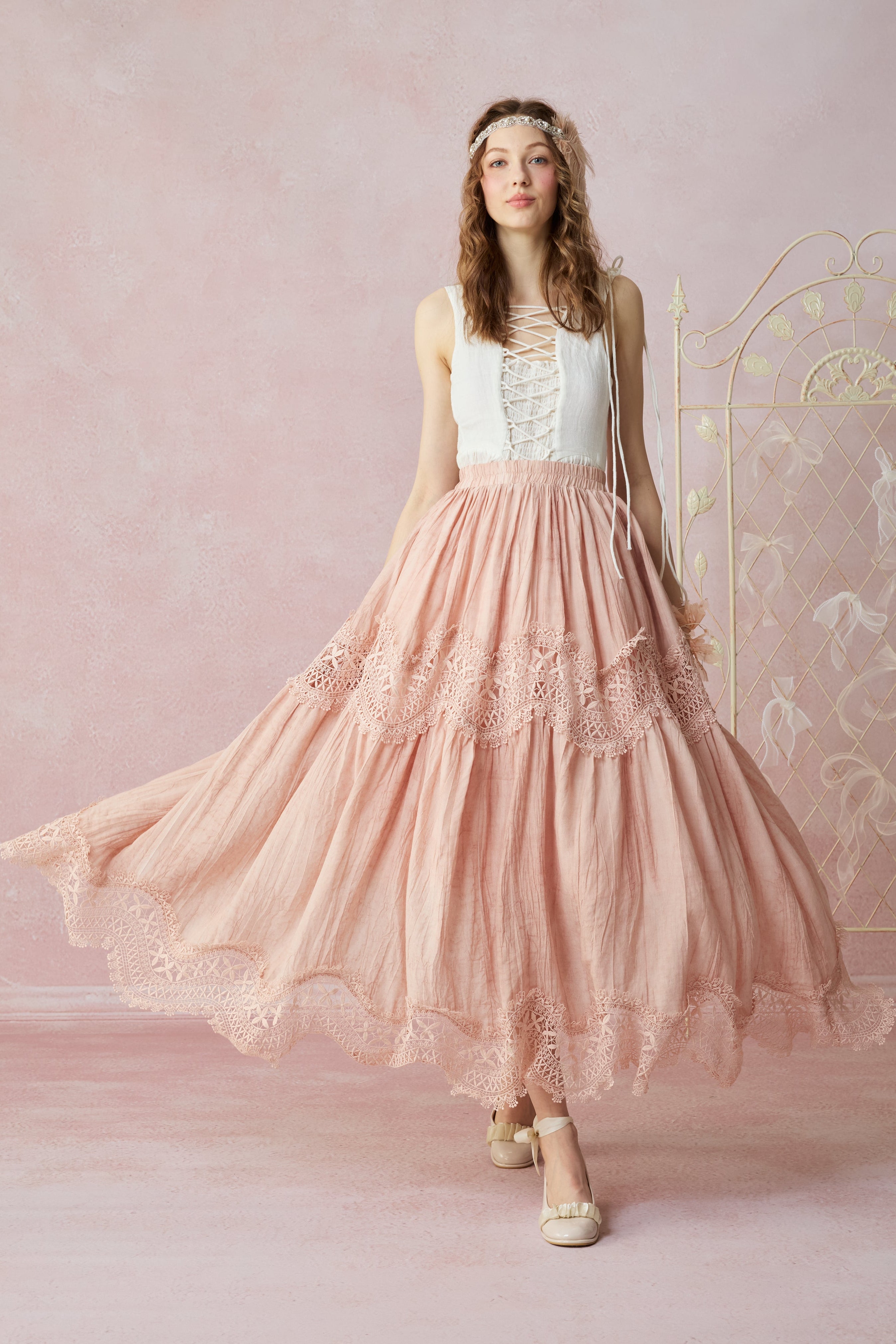 Moonstone 22 |Lace linen Maxi skirt – Linennaive