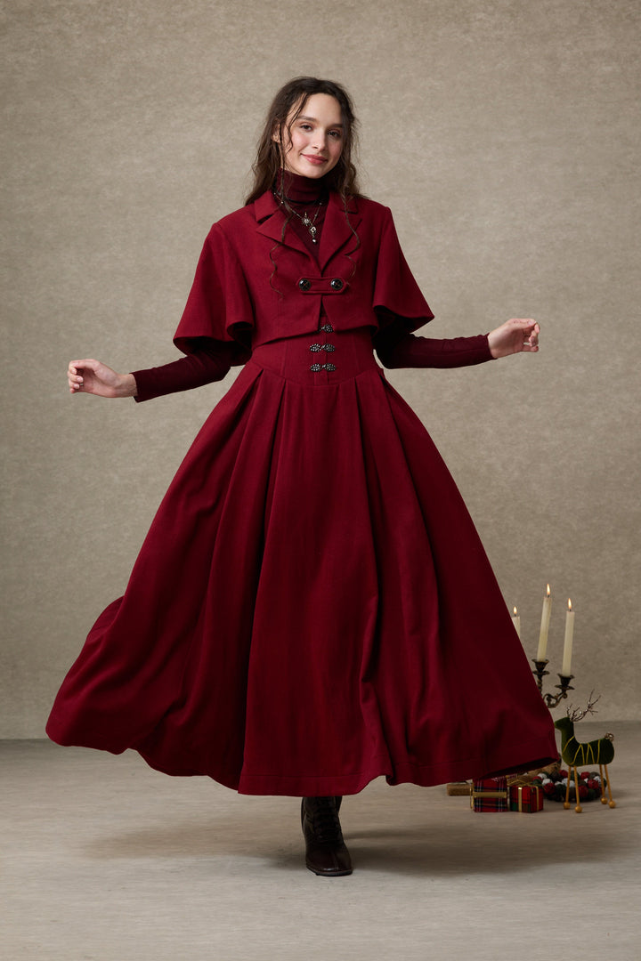 Clarise 22 |Retro Wool Skirt & Cape (2 pieces)