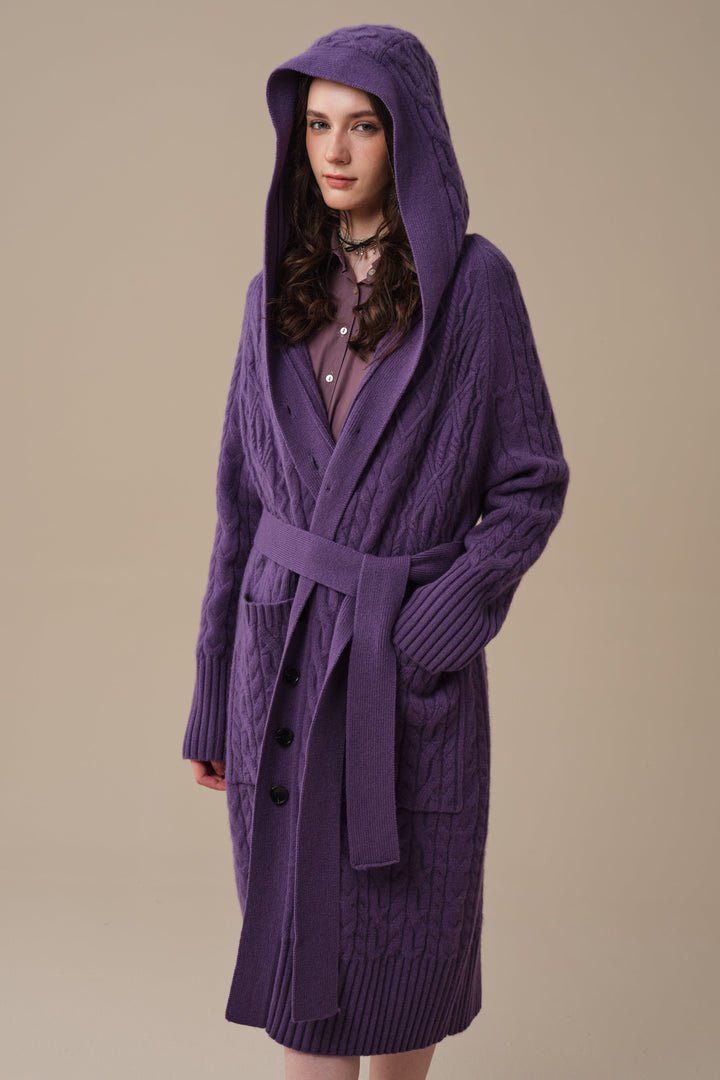 Hudson 15 | 100% wool hooded cardigan coat