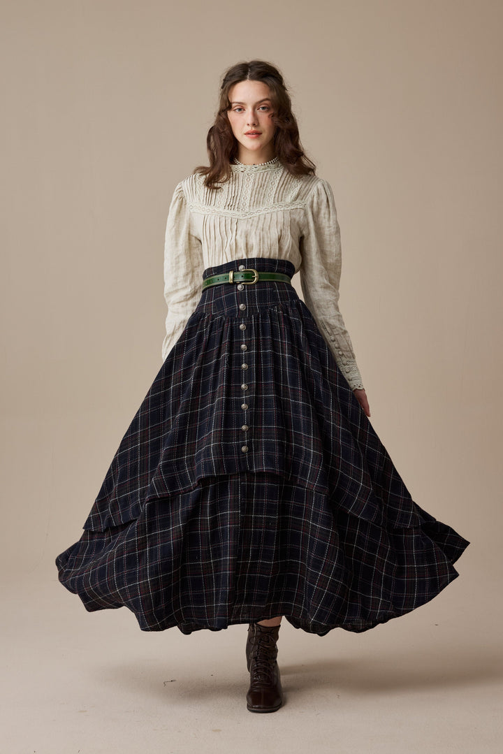 Christina 19 |Retro Layered Wool Skirt