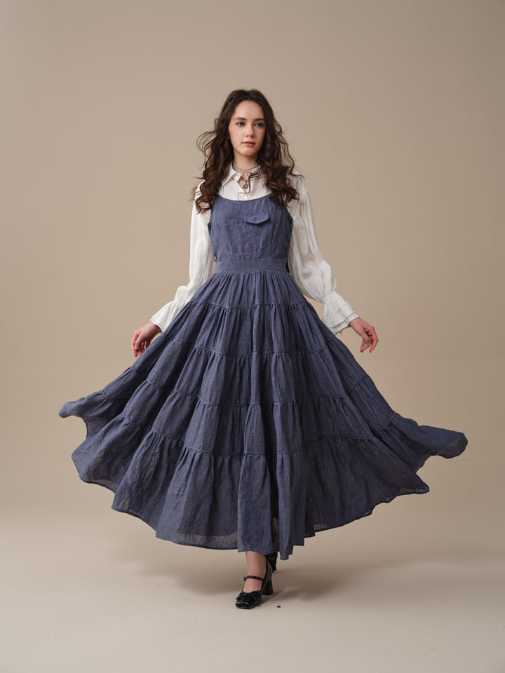 Heather 12 | Linen Apron Maxi Dress