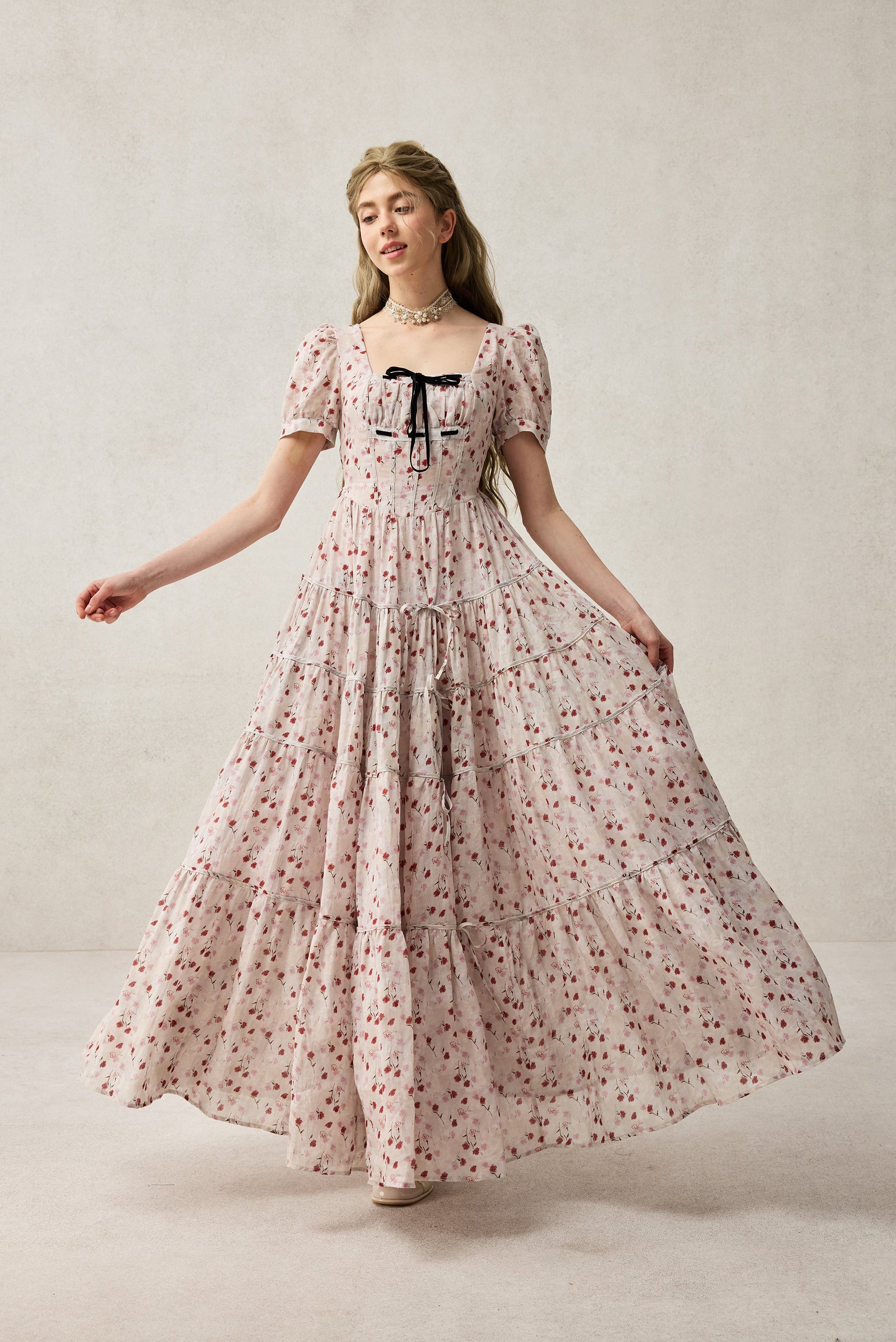 Queena 22 | Empired Maxi linen dress