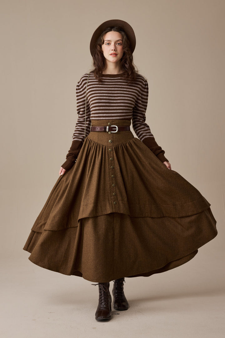 Christina 19 |Retro Layered Wool Skirt