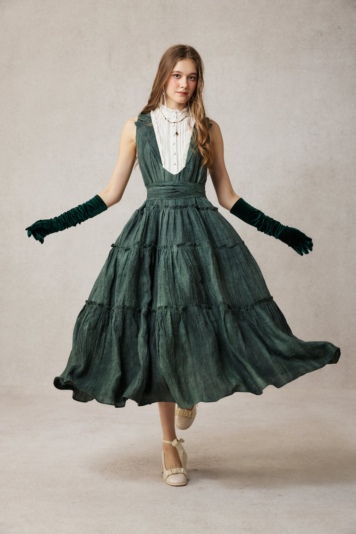 Úrsula 24 | Vintage linen Tiered Dress