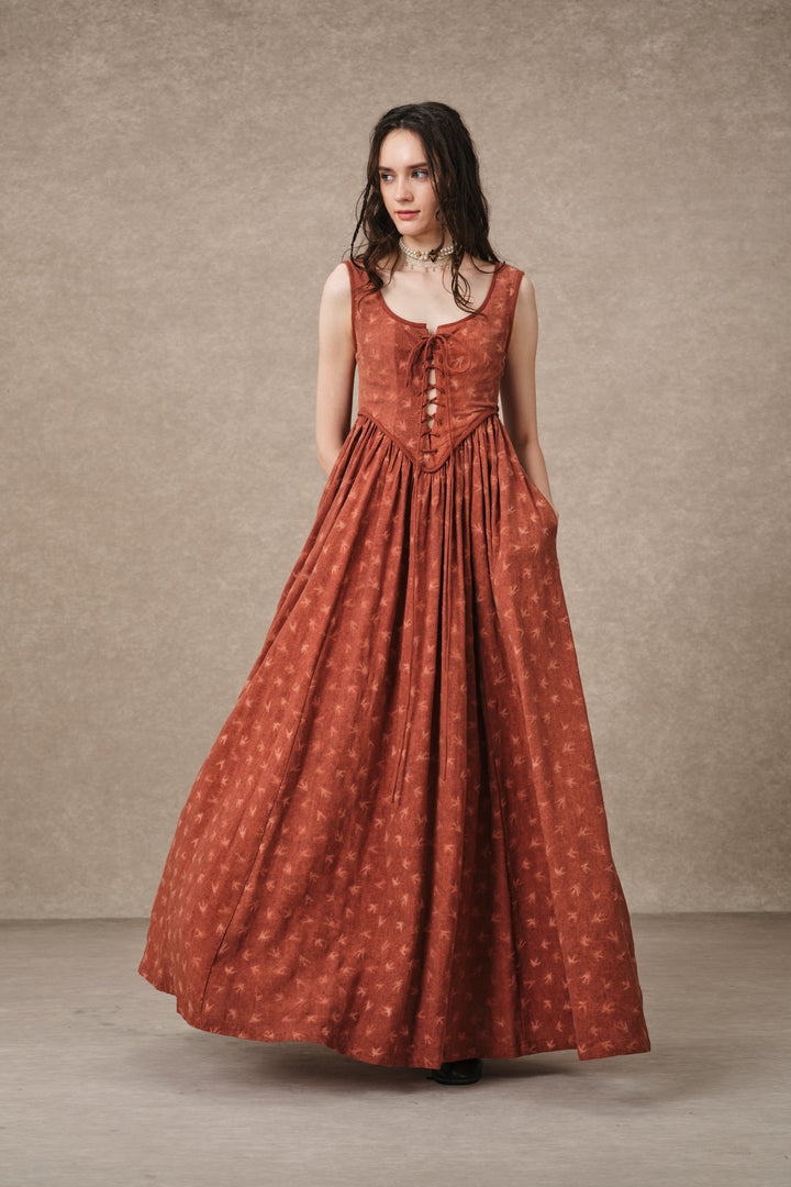 Anis 23 | Lace-up Jacquard Linen Corset Dress