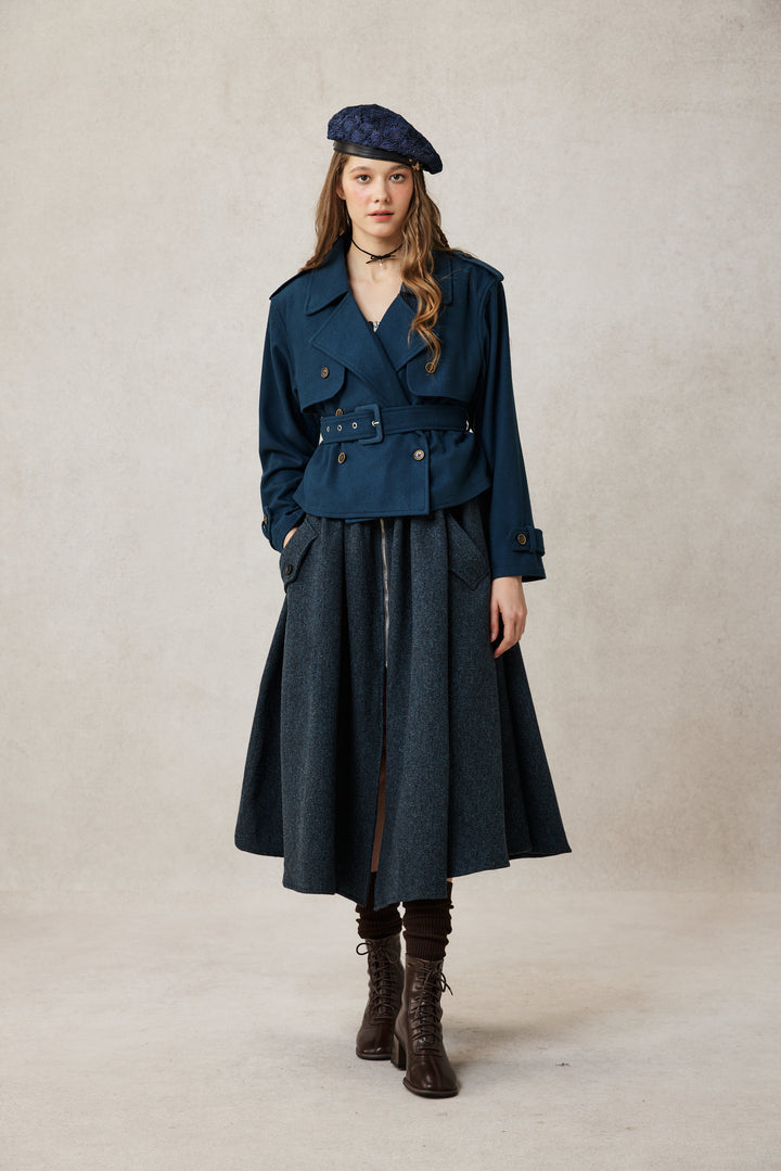 Moira 21 | 100% wool cropped trench coat