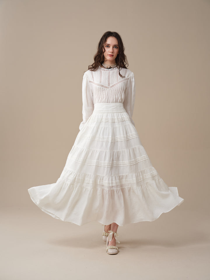 Alice 12 |  Pintuck Linen Maxi Skirt