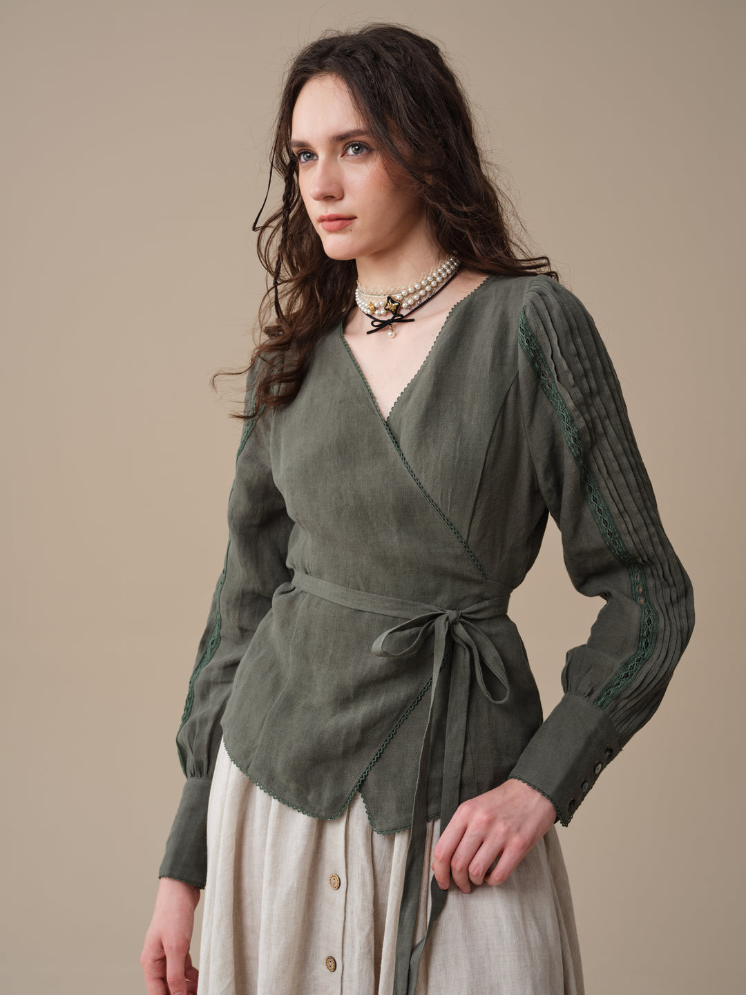 Marguerite | Soft Linen Wrap Blouse