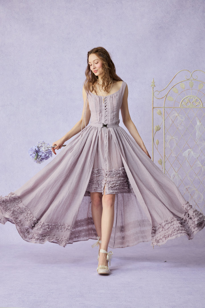 Wearable Poetry 17 | Ruffled linen dress & skirt （2 pieces)