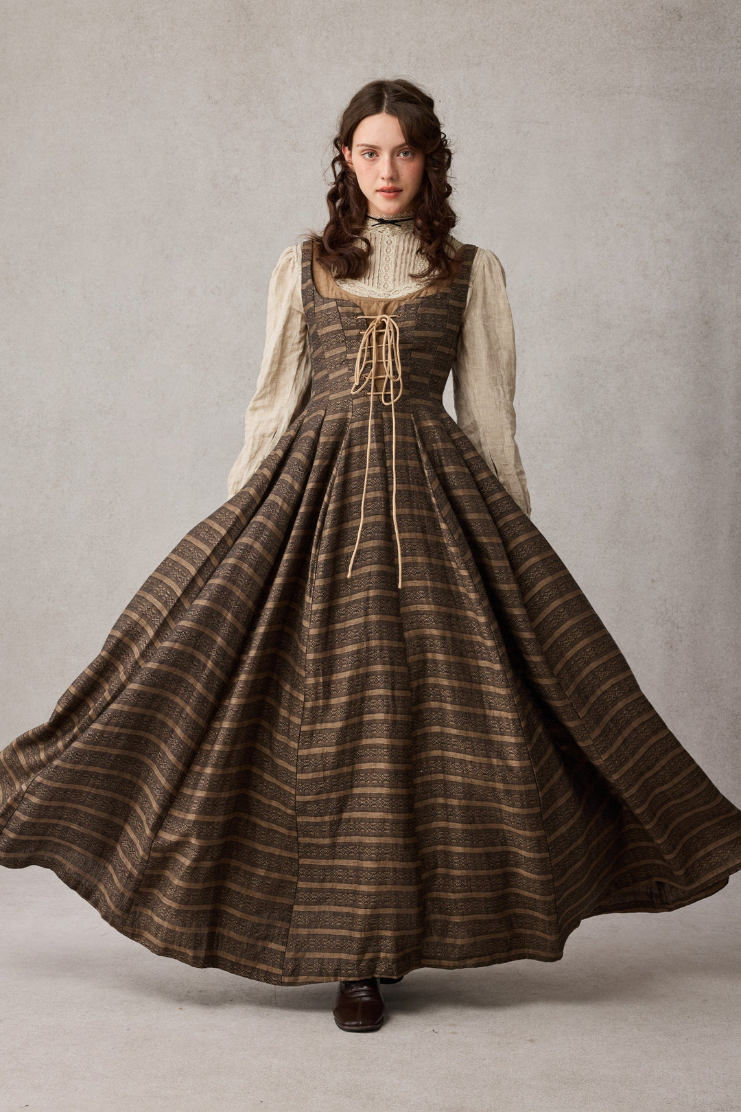 Alisa 25 | lace up linen dress