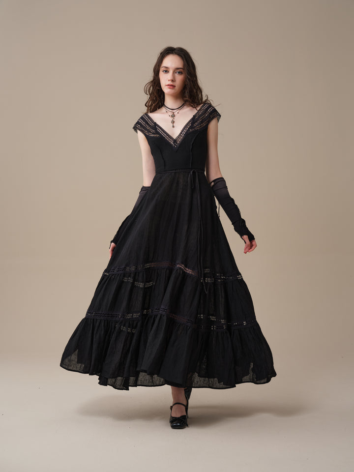 Cherry Tree 25 | Lace Linen flared dress