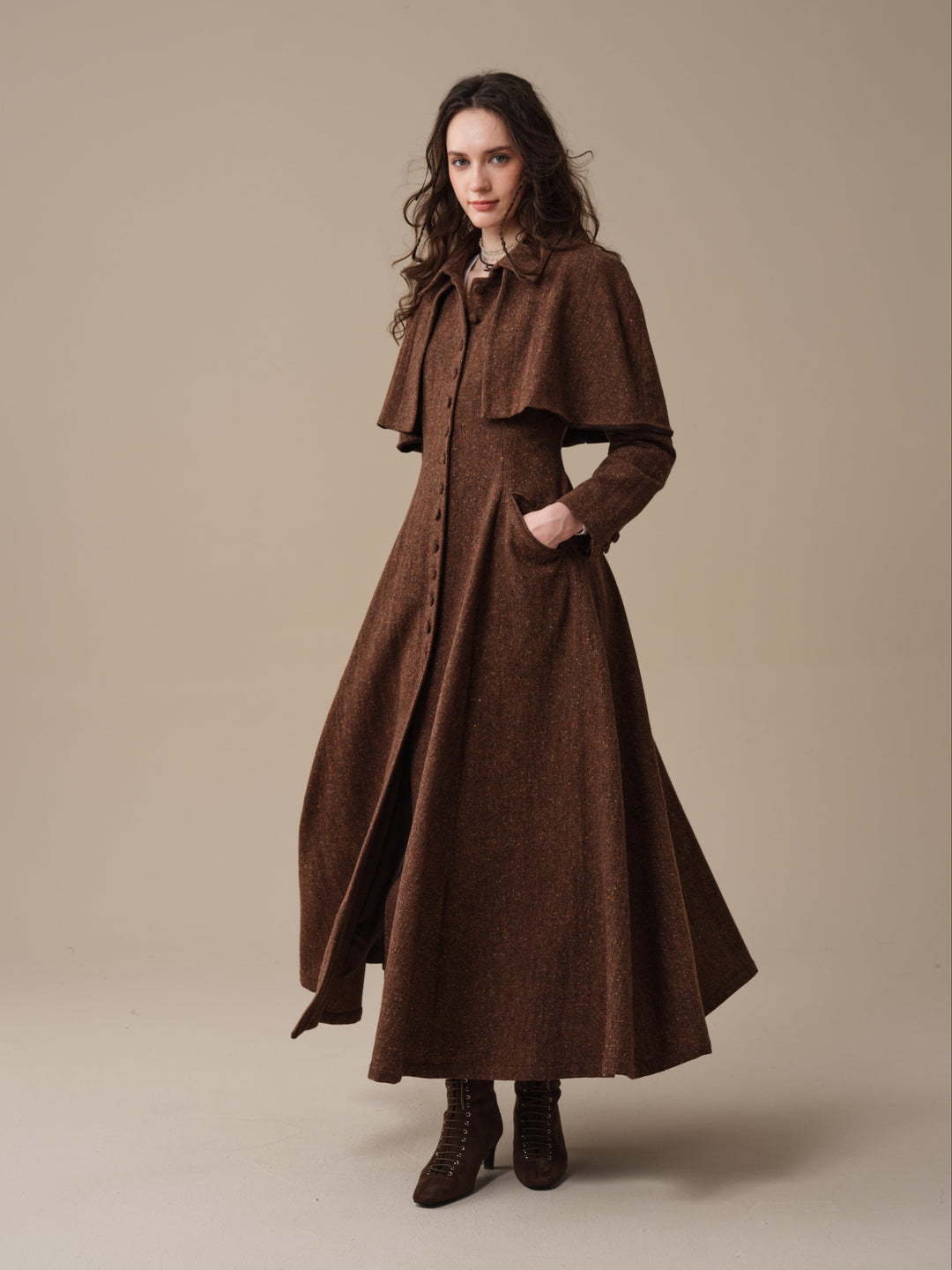 Charlotte 01 | 100% Wool Cape Trench Coat
