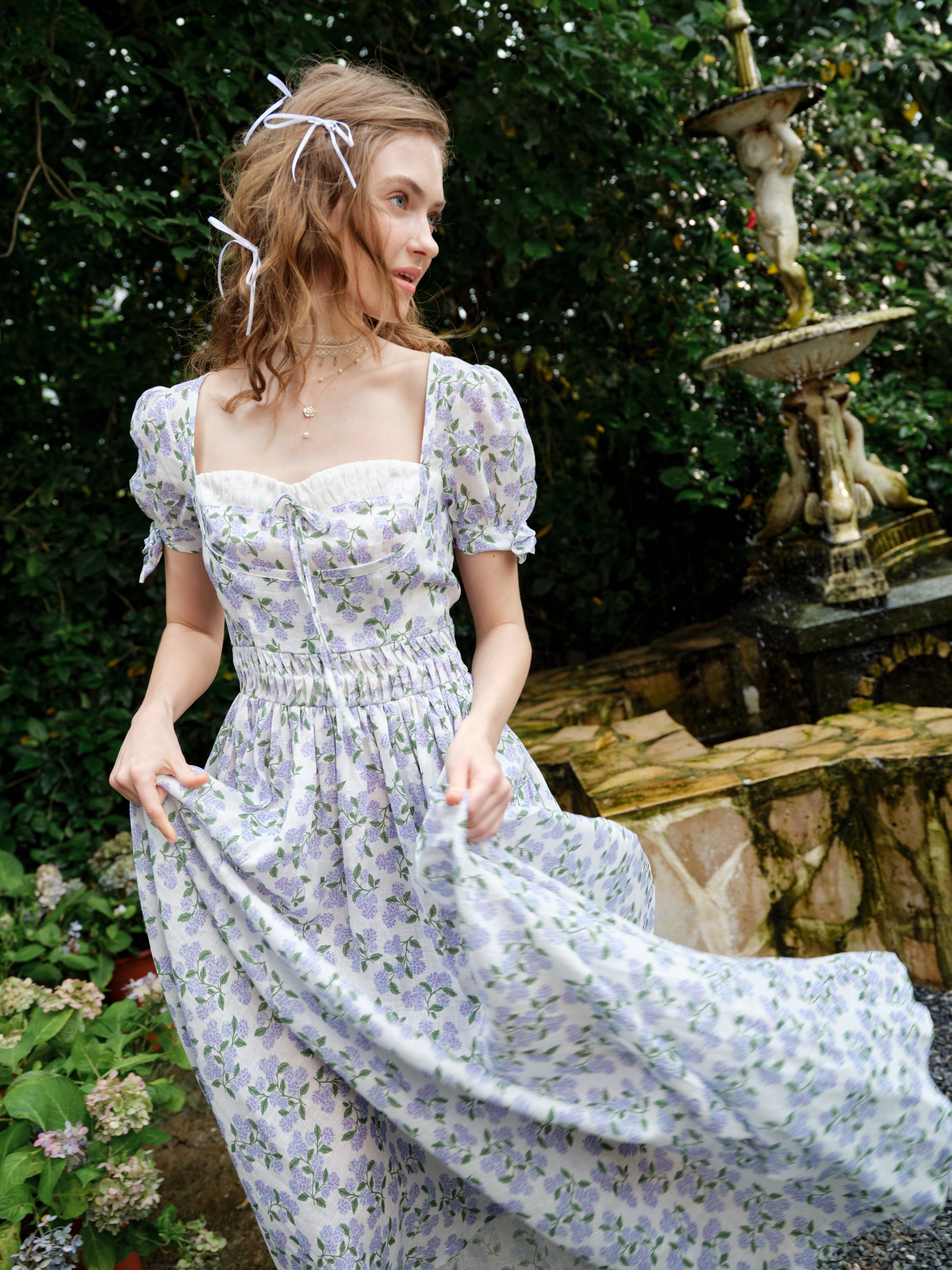 Hydrangea 27 | Corset Floral Linen Dress – Linennaive
