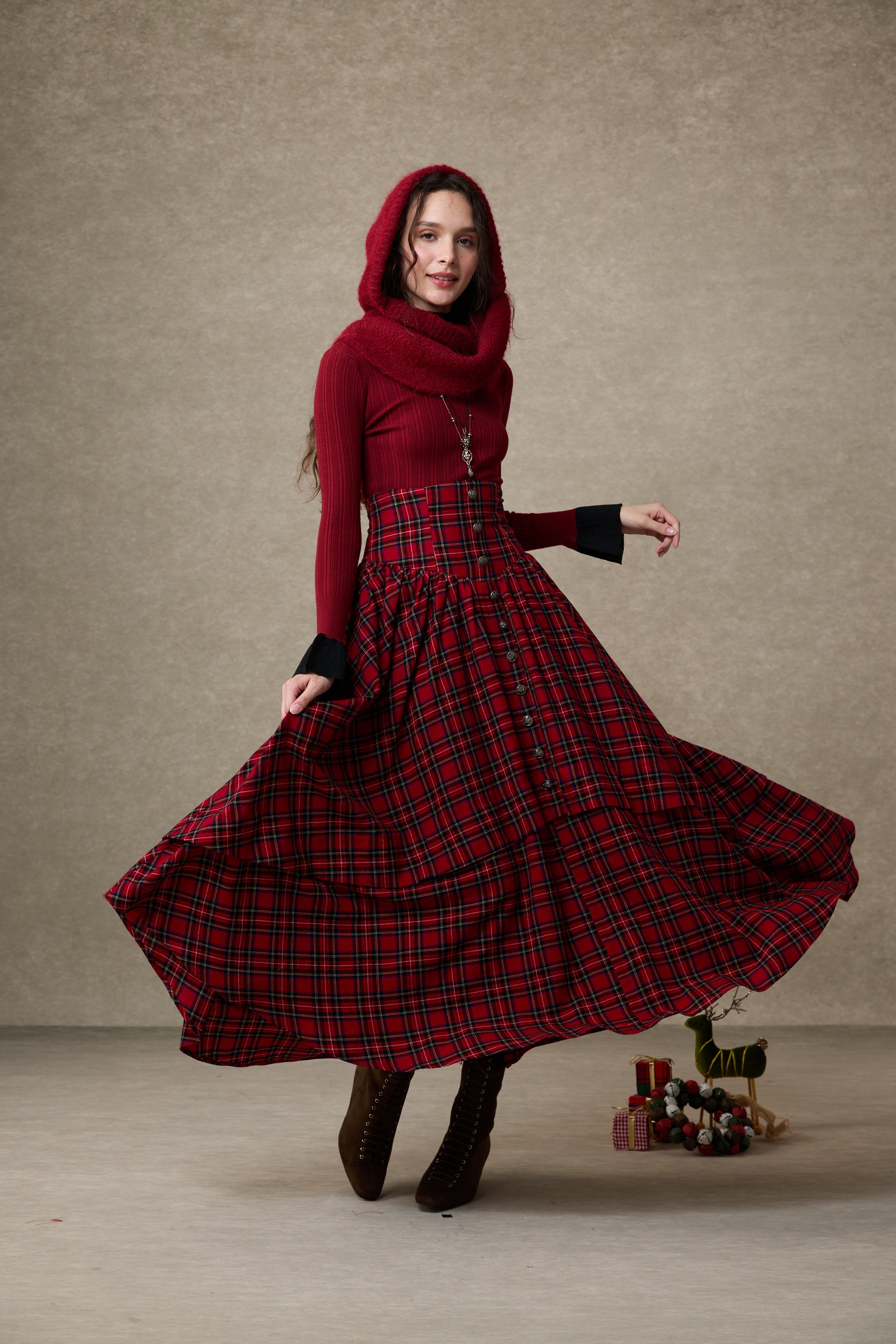 Christina 19 |Retro Layered Wool Skirt – Linennaive