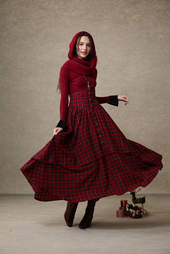 Christina 19 |Retro Layered Wool Skirt