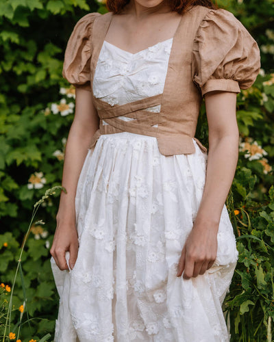 lillie 13 | Embroidery cream white linen dress