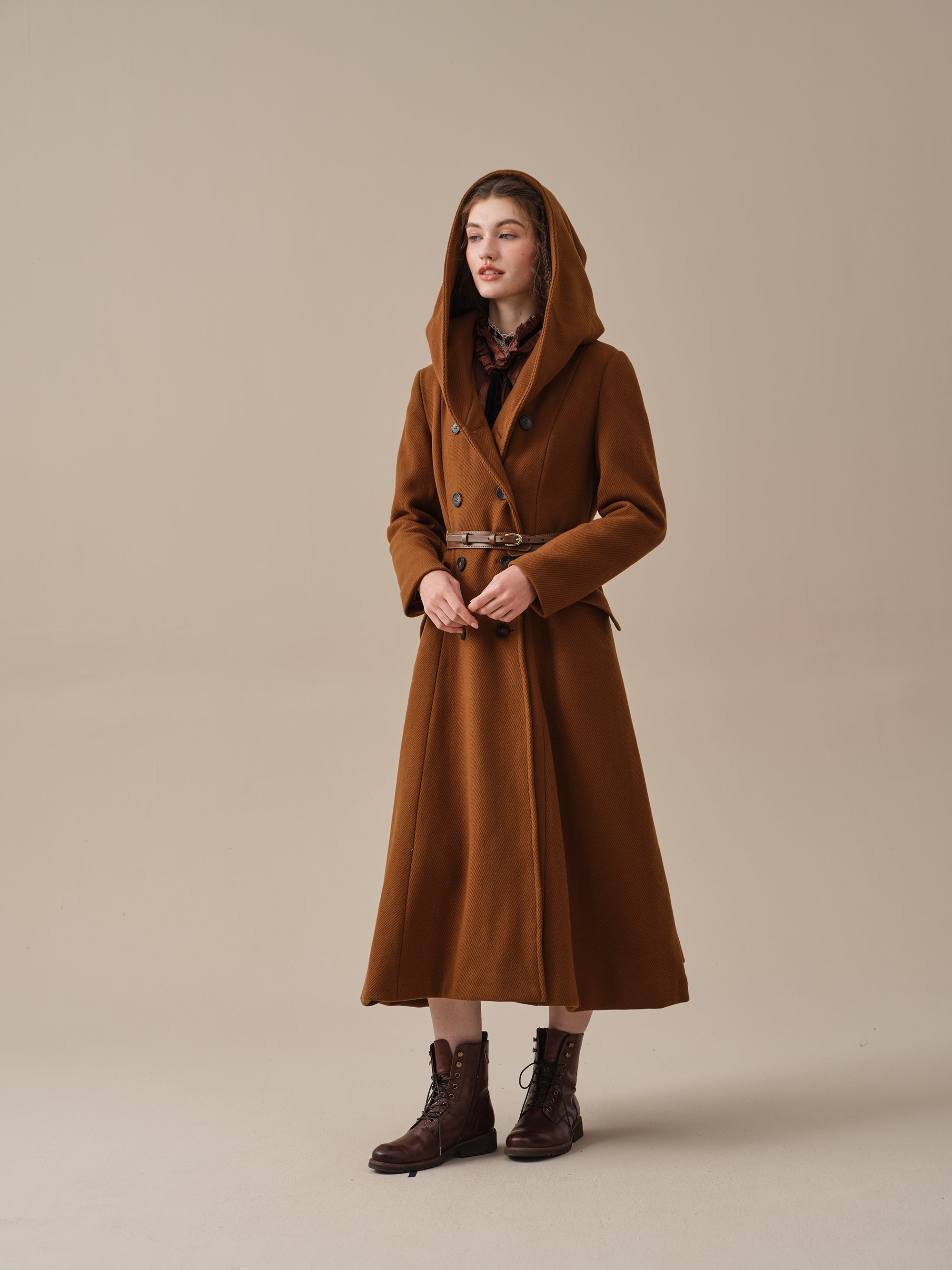 Trista 24 | 100% twill wool hooded coat – Linennaive
