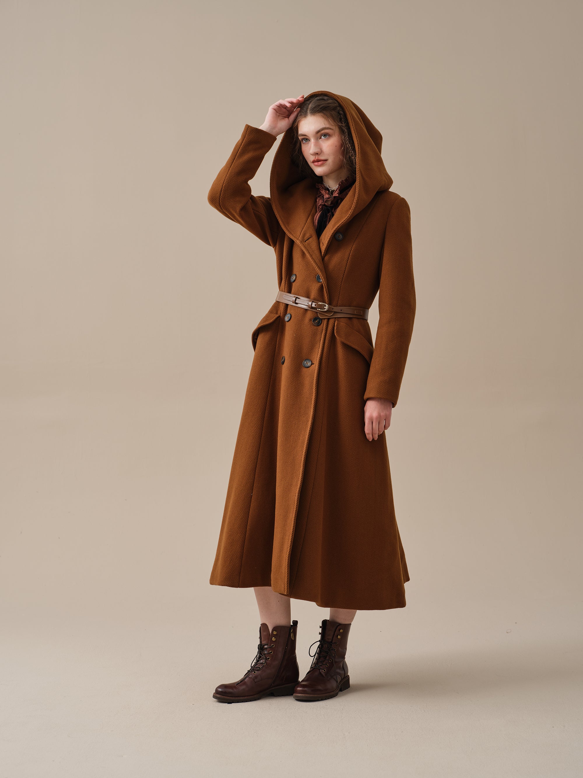 n*e様 〜30s brown linen hunting coat 30's］French Vintage Linen Canvas Hunting Jacket With Chin Strap