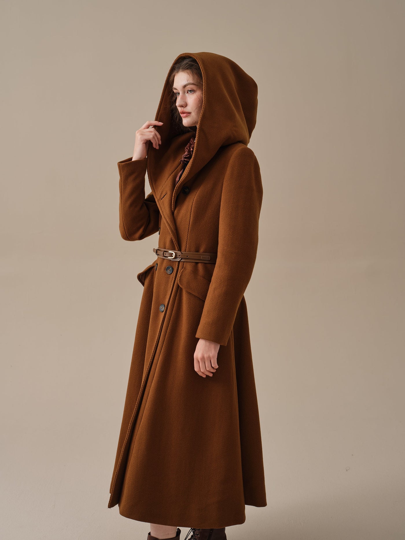 Trista 24  100% twill wool hooded coat – Linennaive
