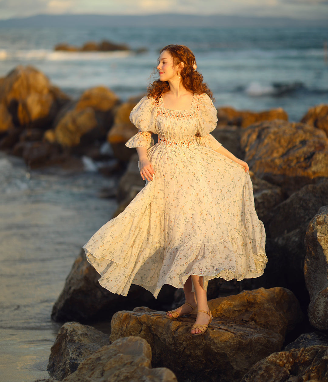 Cloud 21 | smocking embroidery linen dress