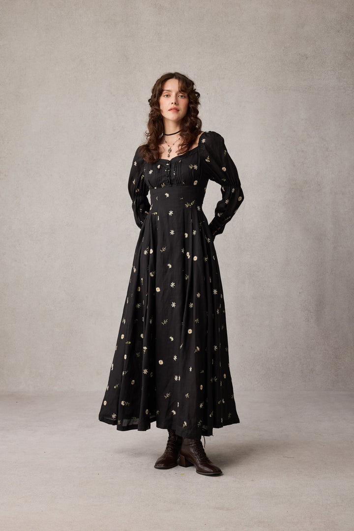 Phoenix 24 | Embroidery Daisy Linen Dress
