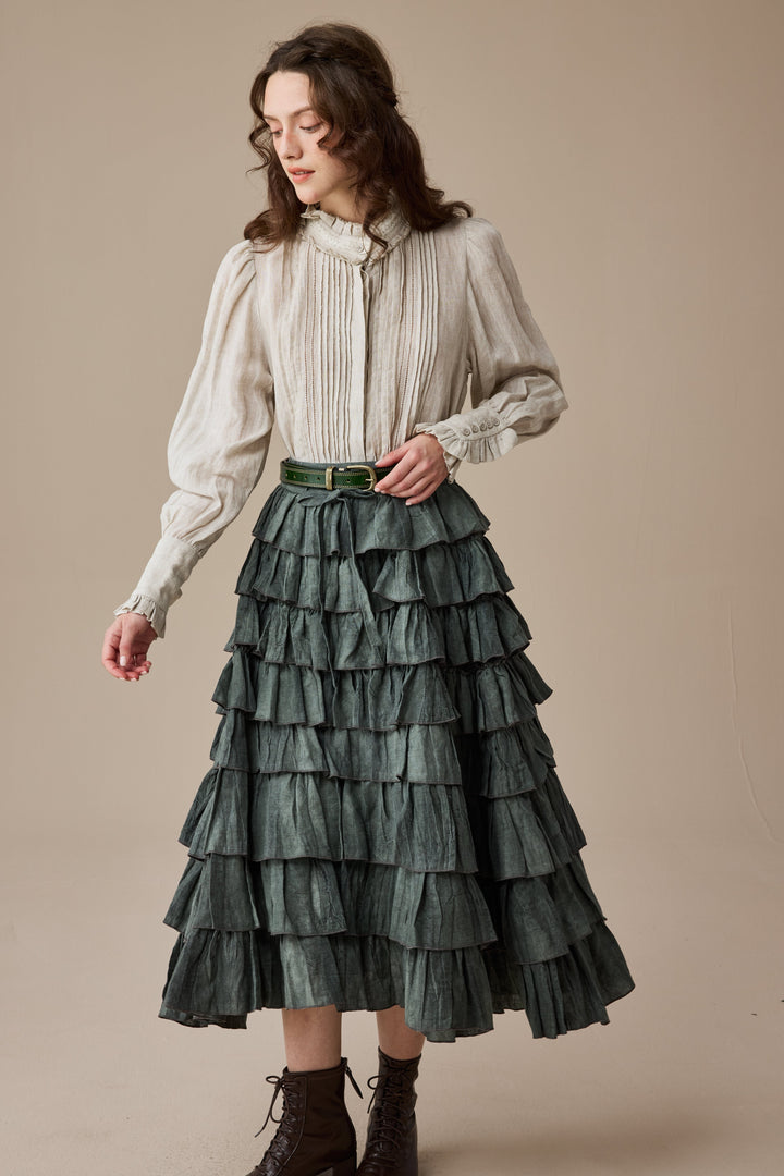 Ischia 14 | Layered petal linen skirt