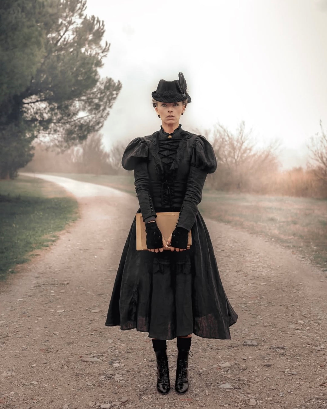 Elizabeth 15 | Victorian Linen Dress Black / M Elizabeth 15 | Victorian Linen Dress Black / M