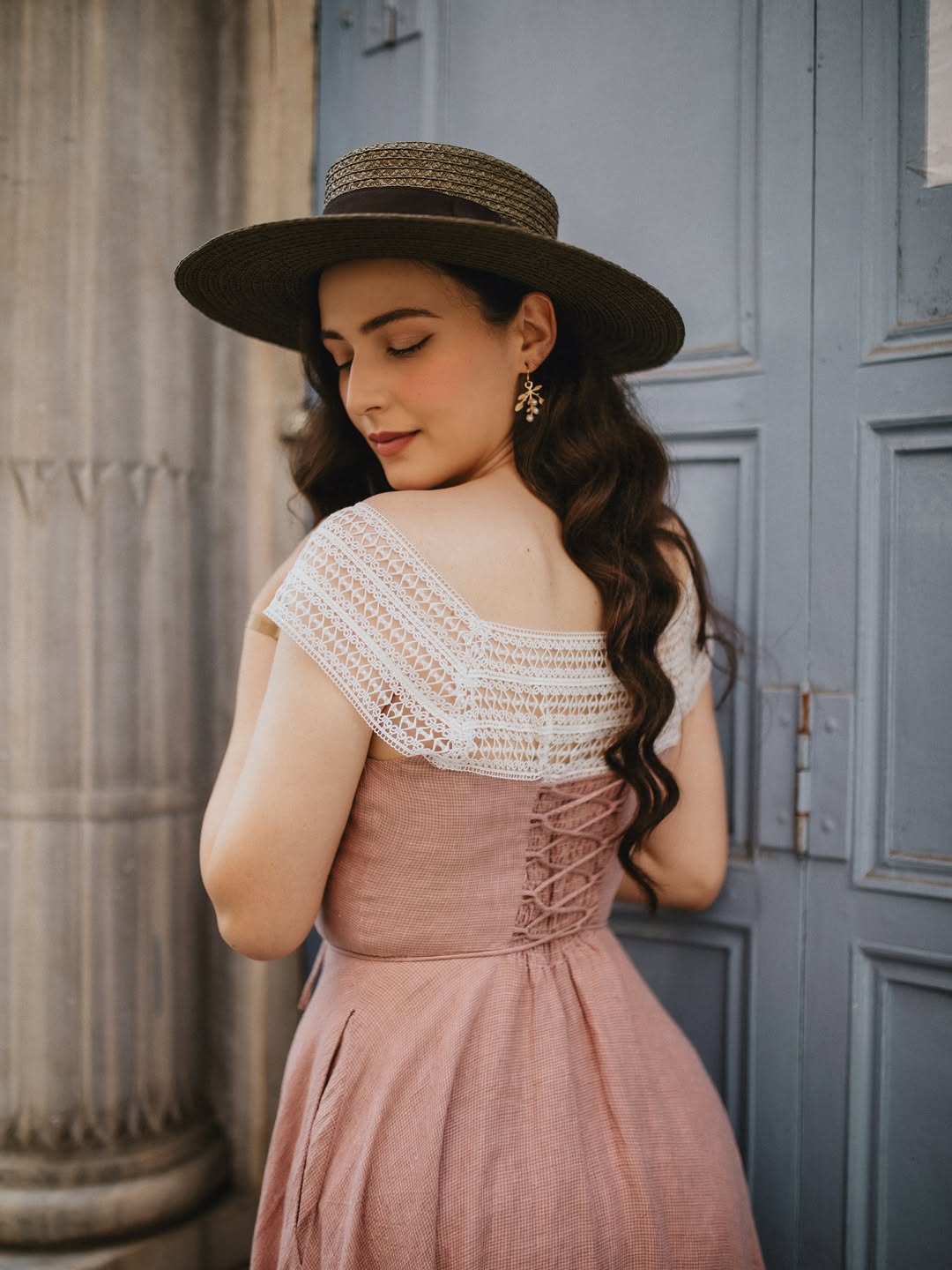 Cherry Tree 25 | Lace Linen flared dress Dreamy Blue / XS Cherry Tree 25 | Lace Linen flared dress Dreamy Blue / XS