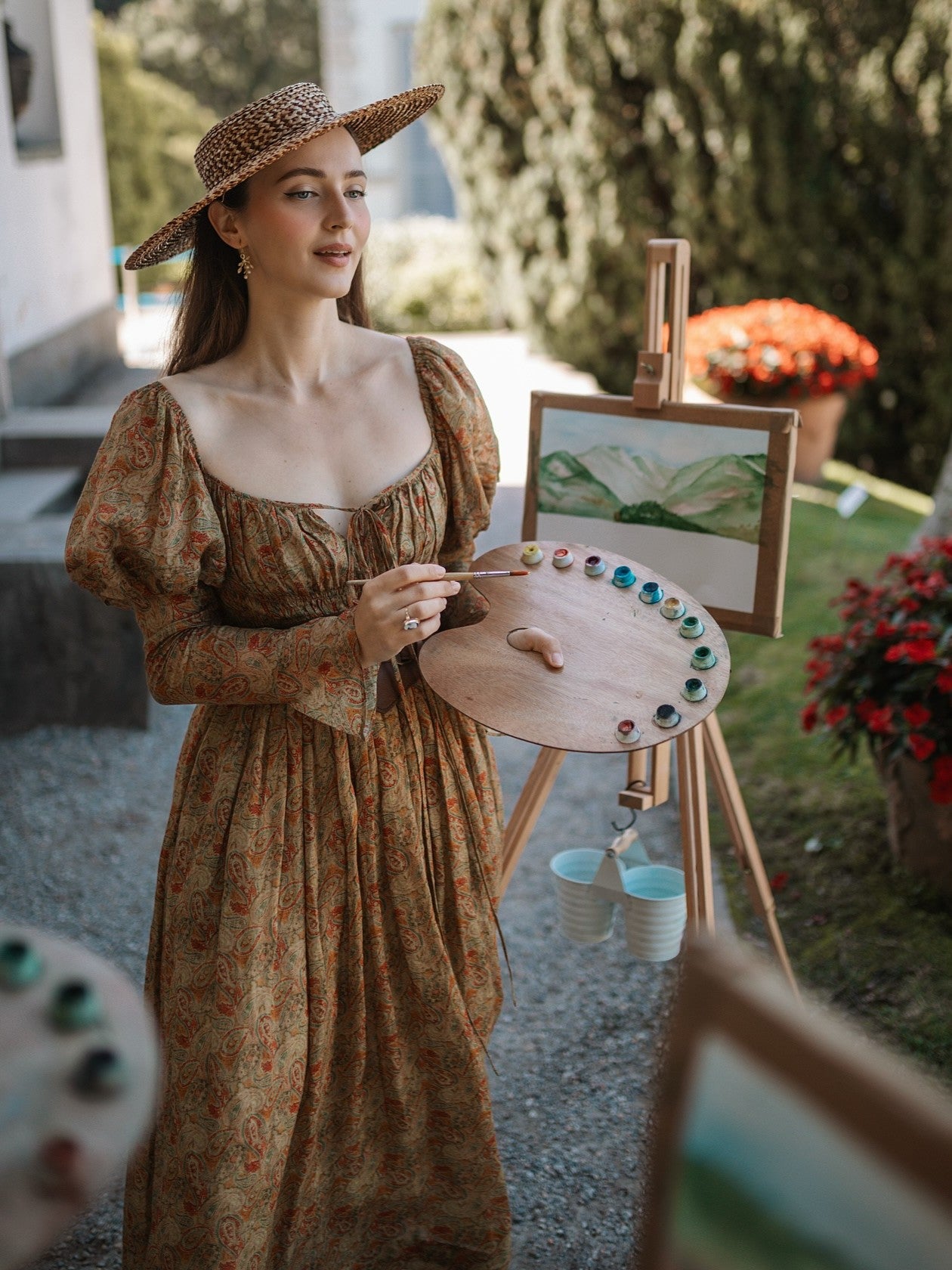 Paisley 11 | Elegant Floral Linen Dress – Linennaive