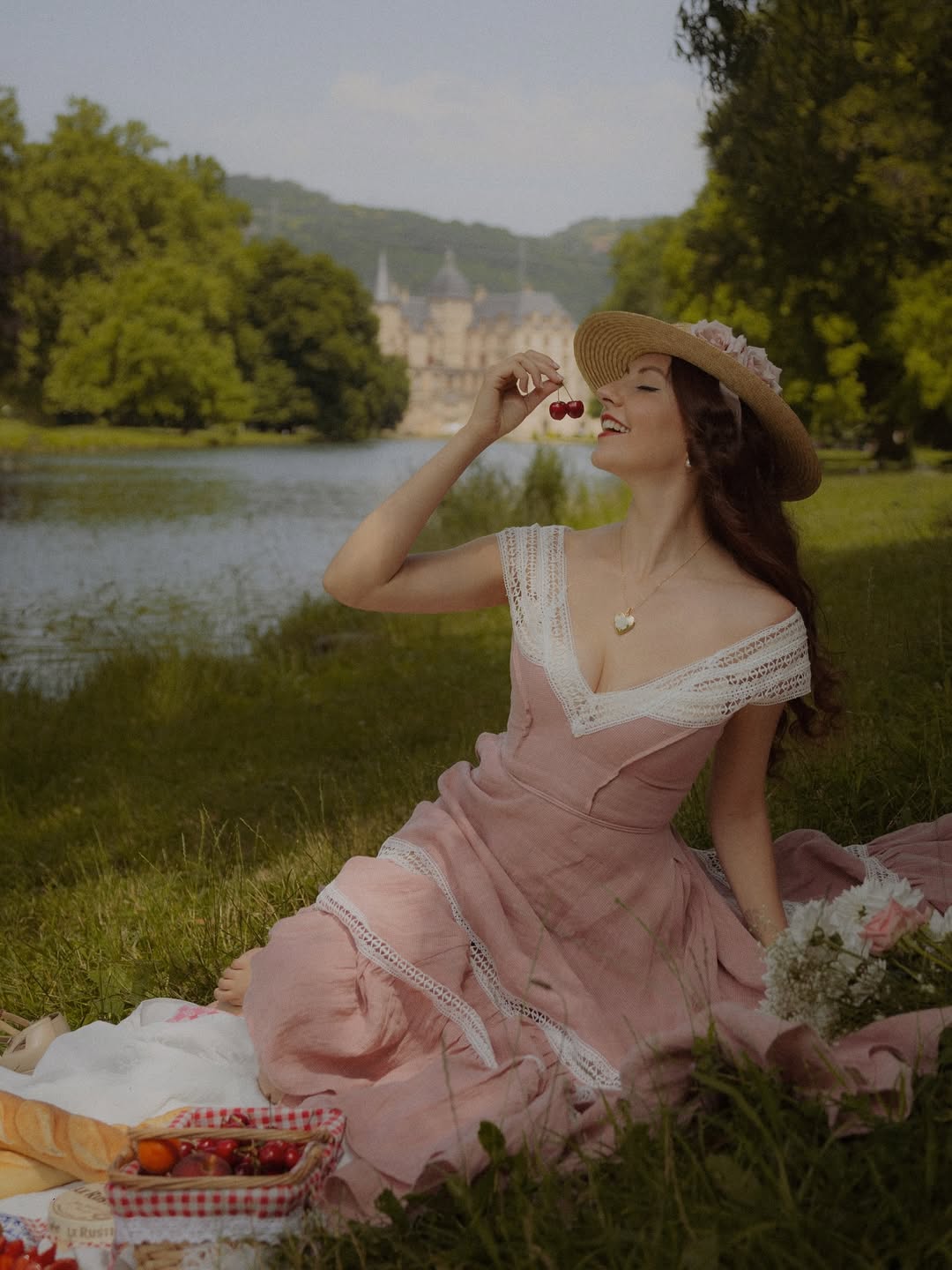 Cherry Tree 25 | Lace Linen flared dress