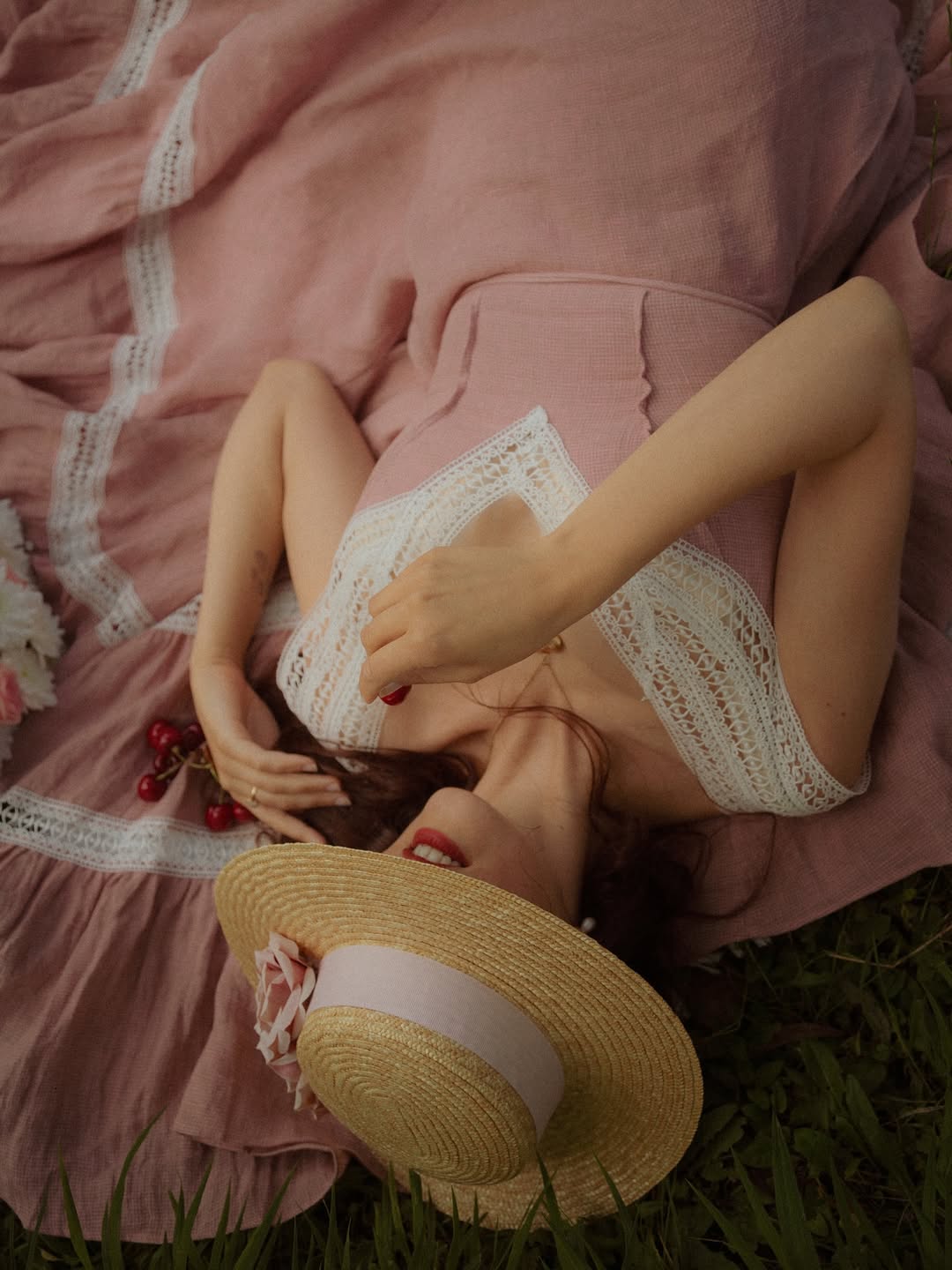 Cherry Tree 25 | Lace Linen flared dress