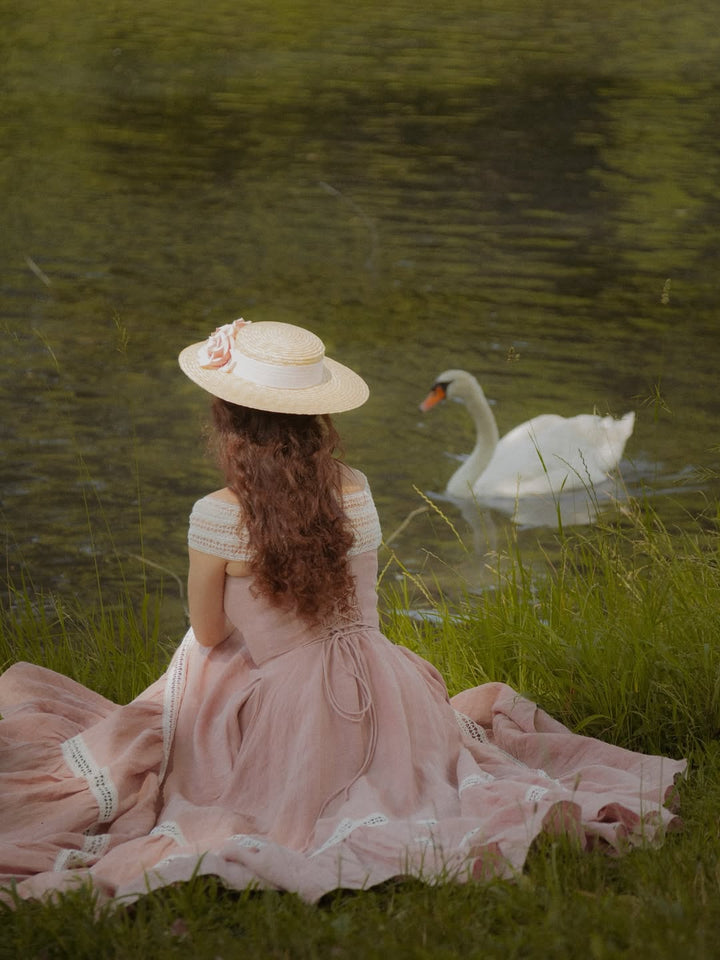 Cherry Tree 25 | Lace Linen flared dress