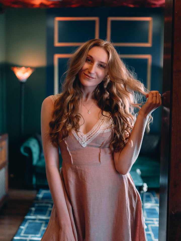 Cherry Tree 25 | Lace Linen flared dress