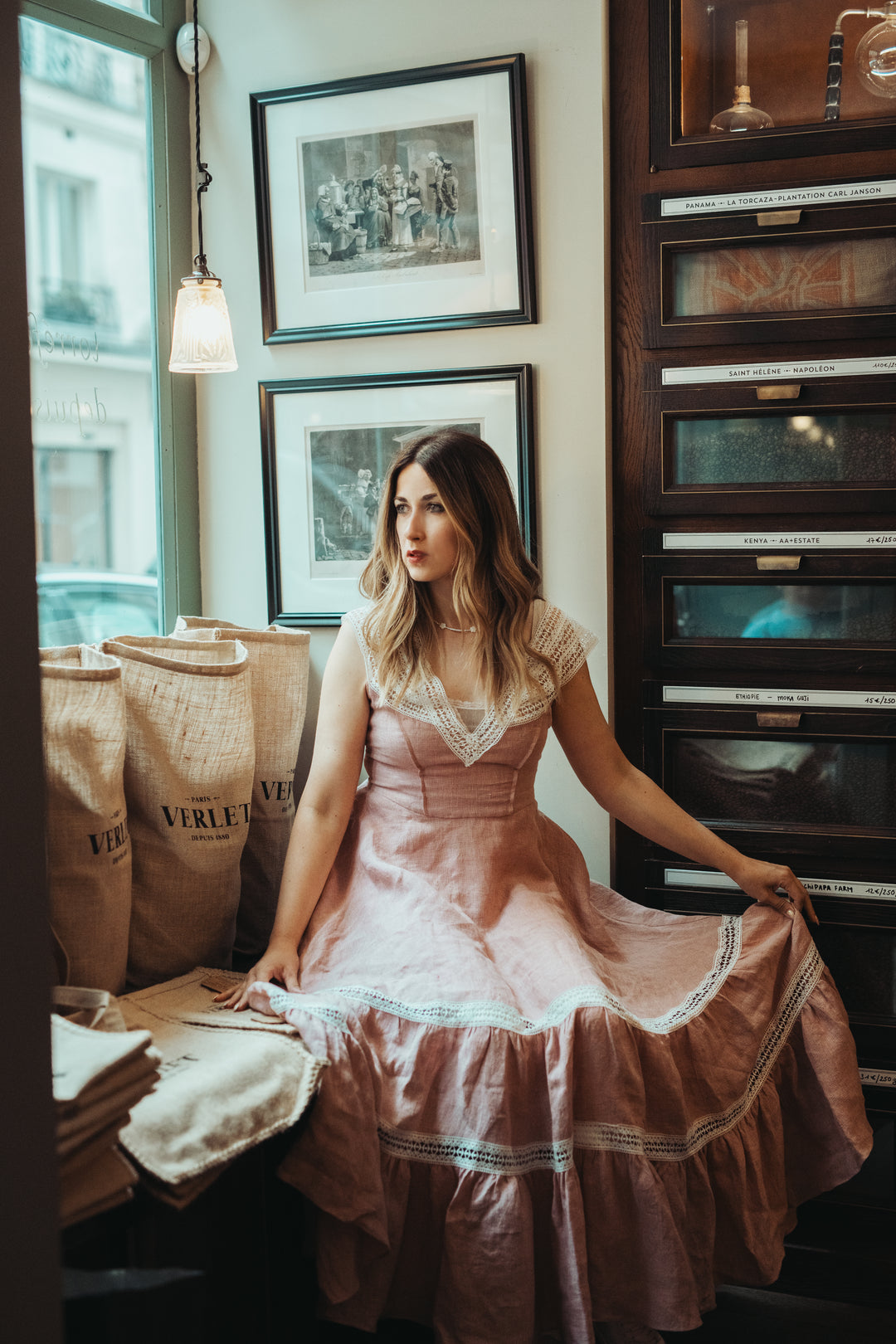 Cherry Tree 25 | Lace Linen flared dress