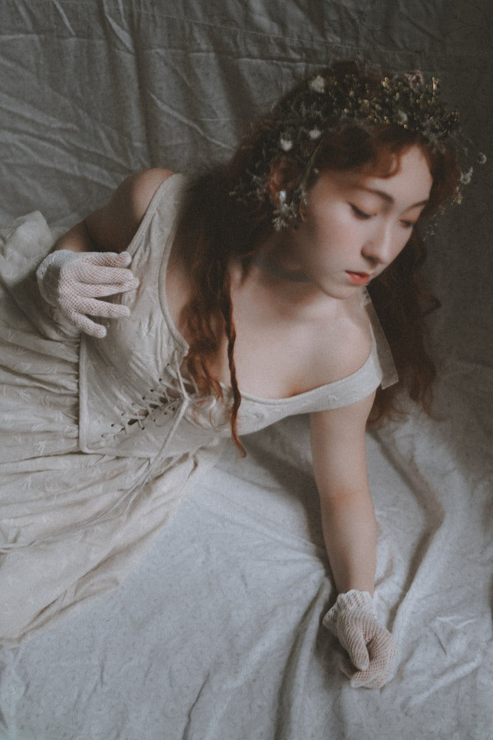 Anis 23 | Lace-up Jacquard Linen Corset Dress