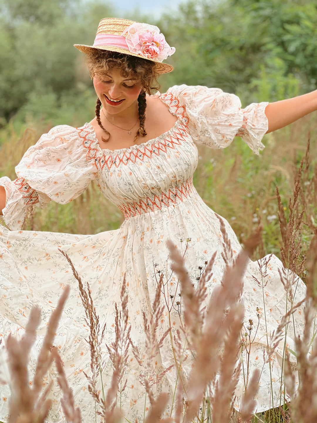 Cloud 21 | smocking embroidery linen dress