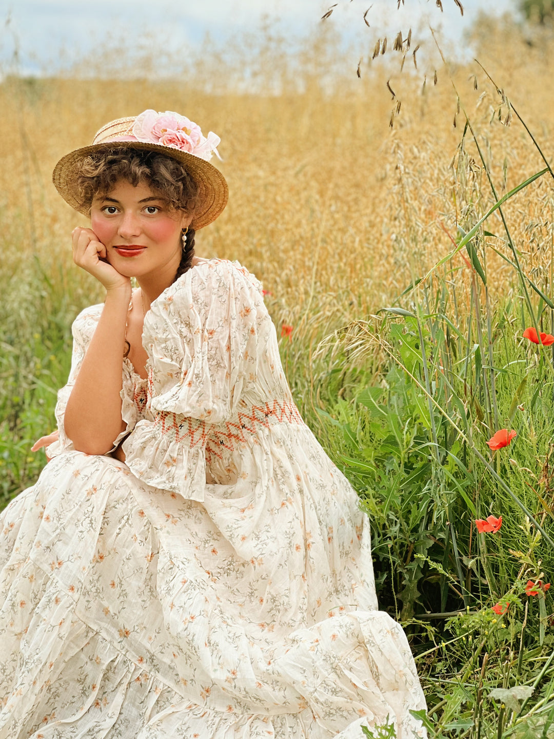 Cloud 21 | smocking embroidery linen dress
