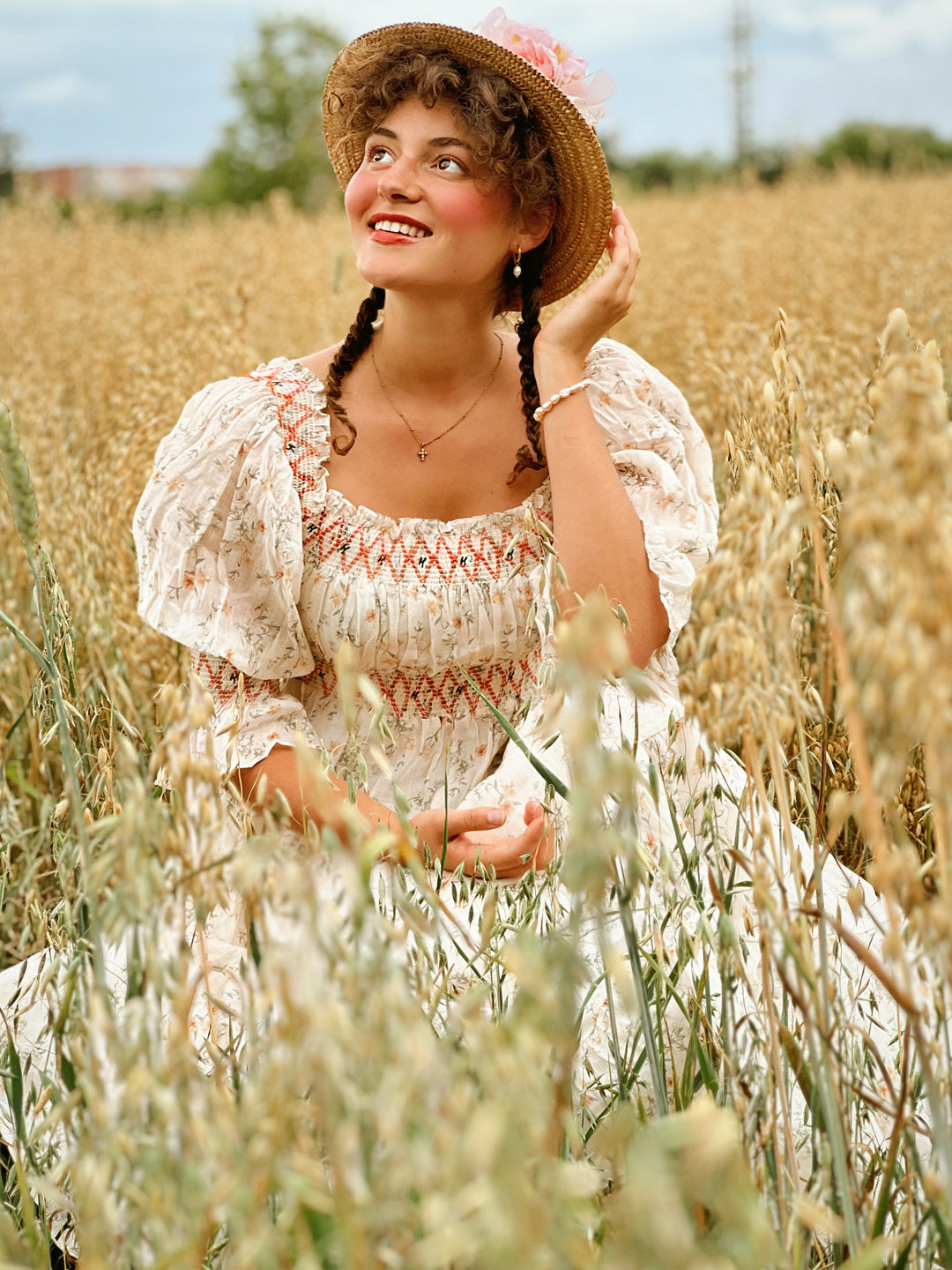 Cloud 21 | smocking embroidery linen dress