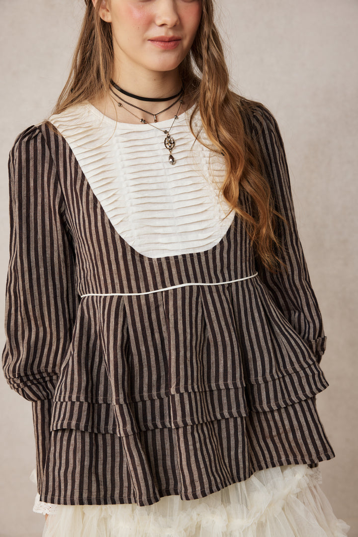 Lydia 18 | Linen Pintucked Puff Sleeve Blouse